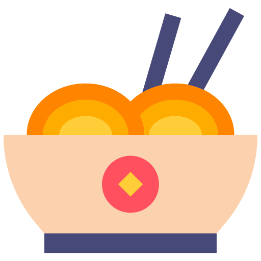 Icono de tazón de noodles chinos, comida típica de la gastronomía asiática